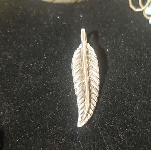 Sterling Silver Feather Pendant Charm 47mm Long